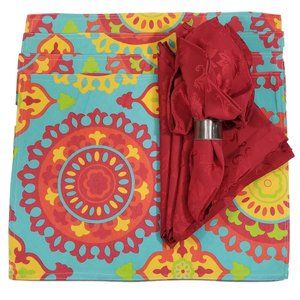St Tropez Placemats w/Red Lenox Damask Napkin NWT